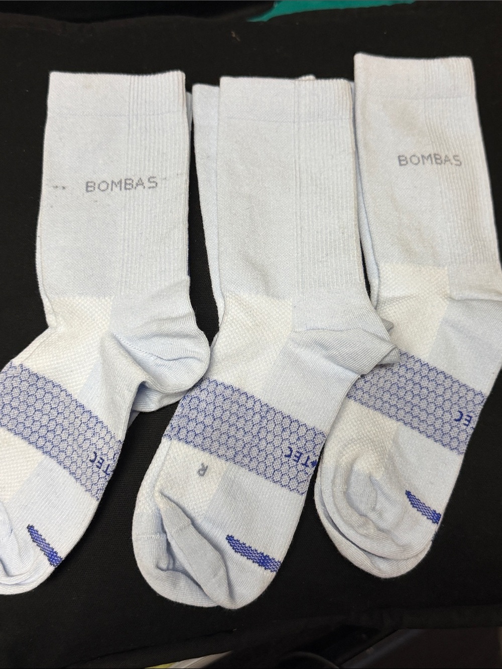 Bombas Men's Pale Blue Athletic Crew Socks - Three Pair